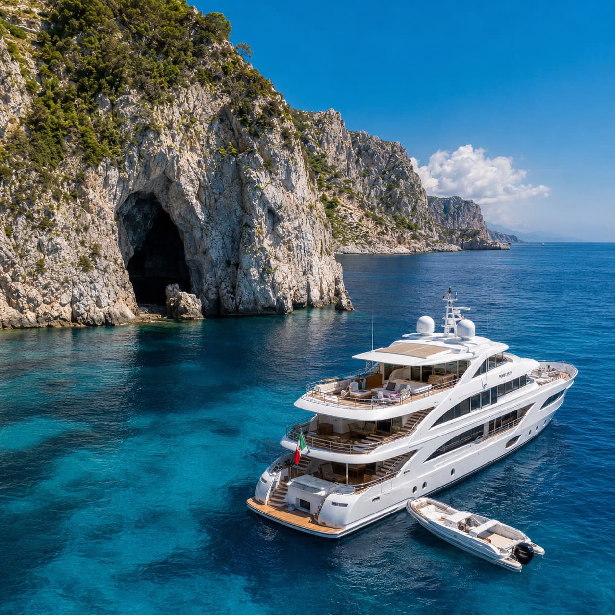 Luxury Yacht Exploring a Hidden Italian Island